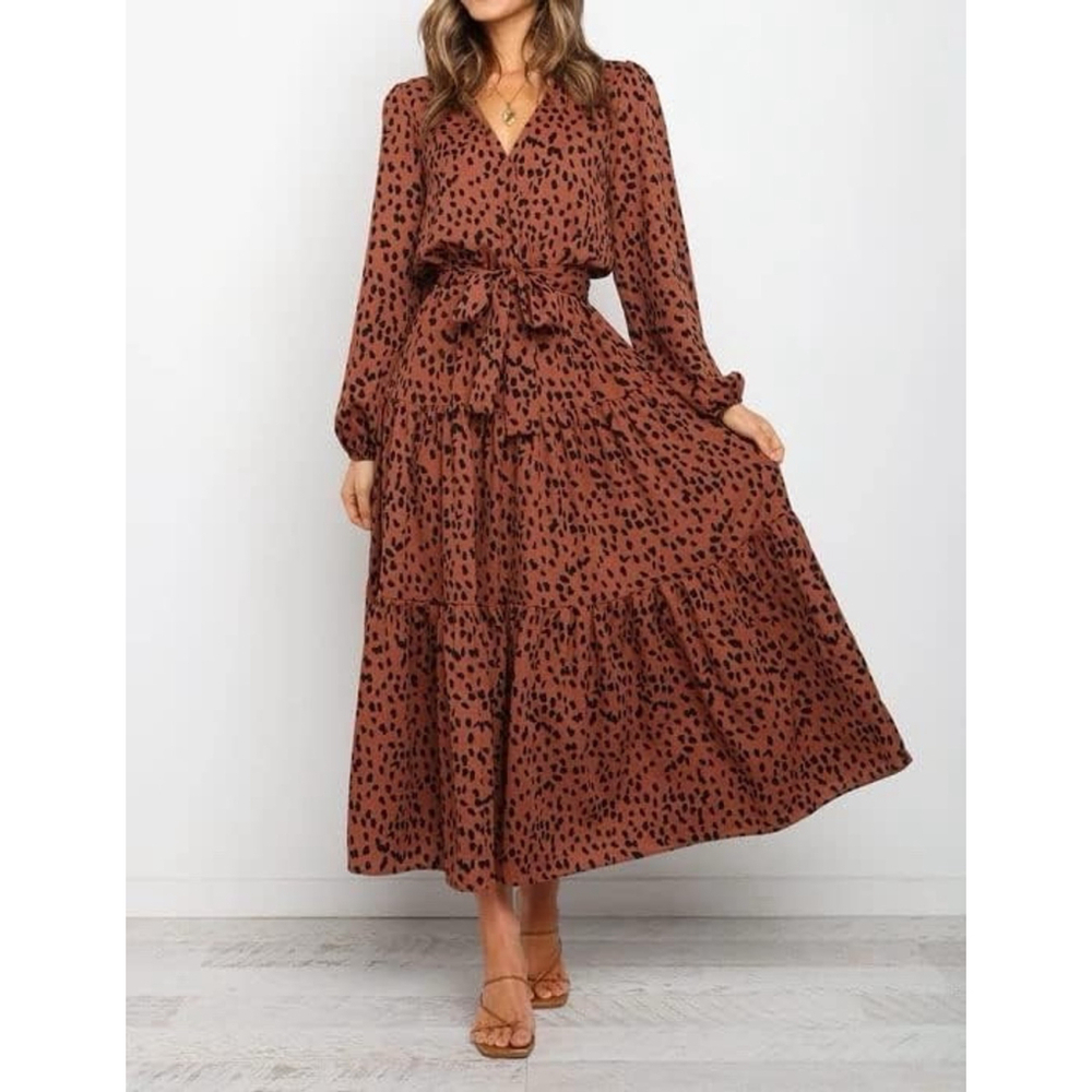 Petal + Pup Cheetah Print Subtle Glam Boho Chic Flowy Romantic Tiered Dress